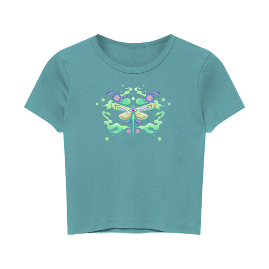 Croptop ajustado EMF 2026 Libélula Aqua