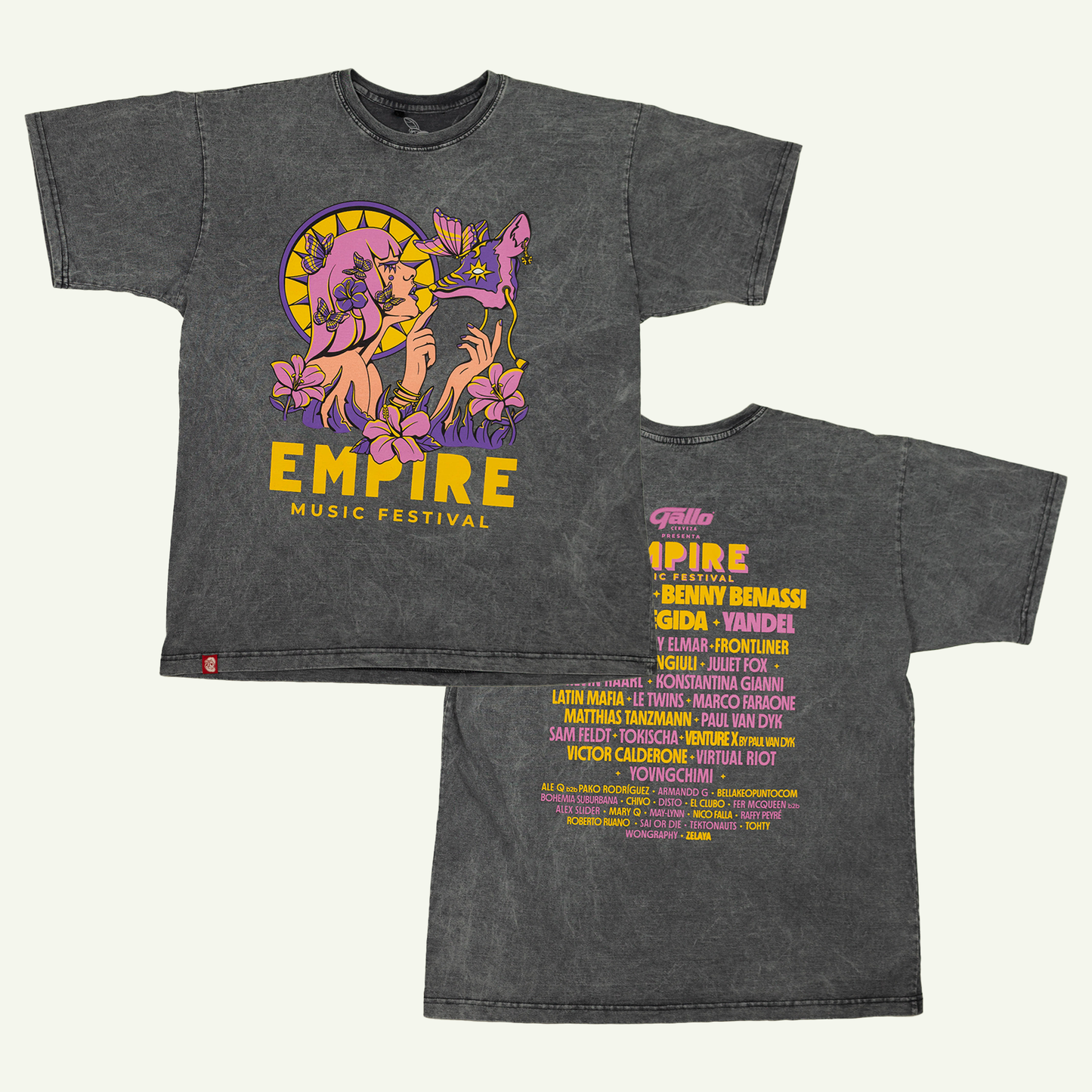 Empire 9 T Shirt Oversize Lineup Washeada Gris